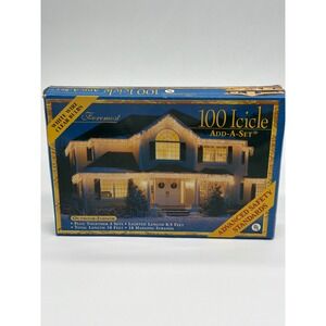 Foremost 100 Icicle Add-A-Set Clear Bulbs White Wire Indoor Outdoor Lights 88101